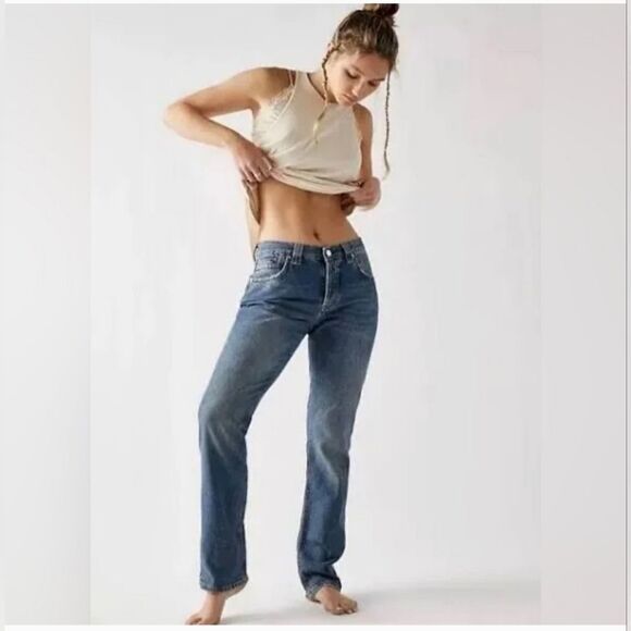 We the Free People CRVY Siren Low-Rise Straight Jeans Dark Size 24. - Picture 1 of 10
